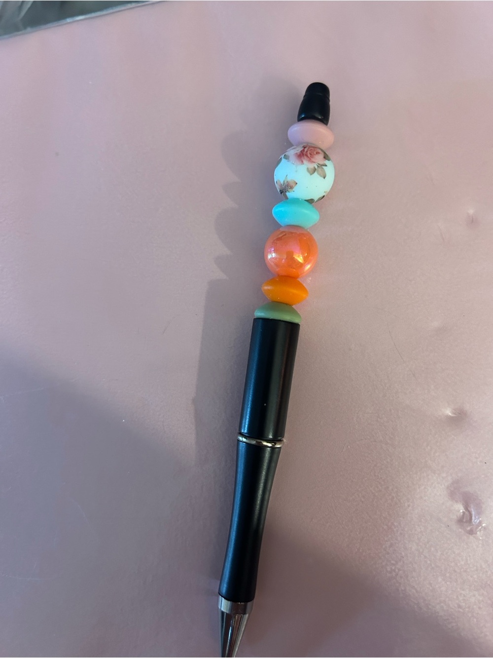 Beaded Pink & Orange Kids Pen Accessory